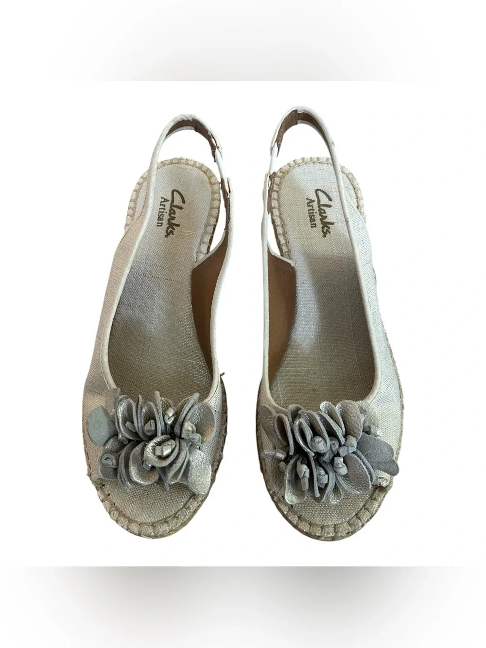 CLARKS Artisan Petrina Corra Espadrille Wedge Sandals Sz 6 Boho Resort Travel